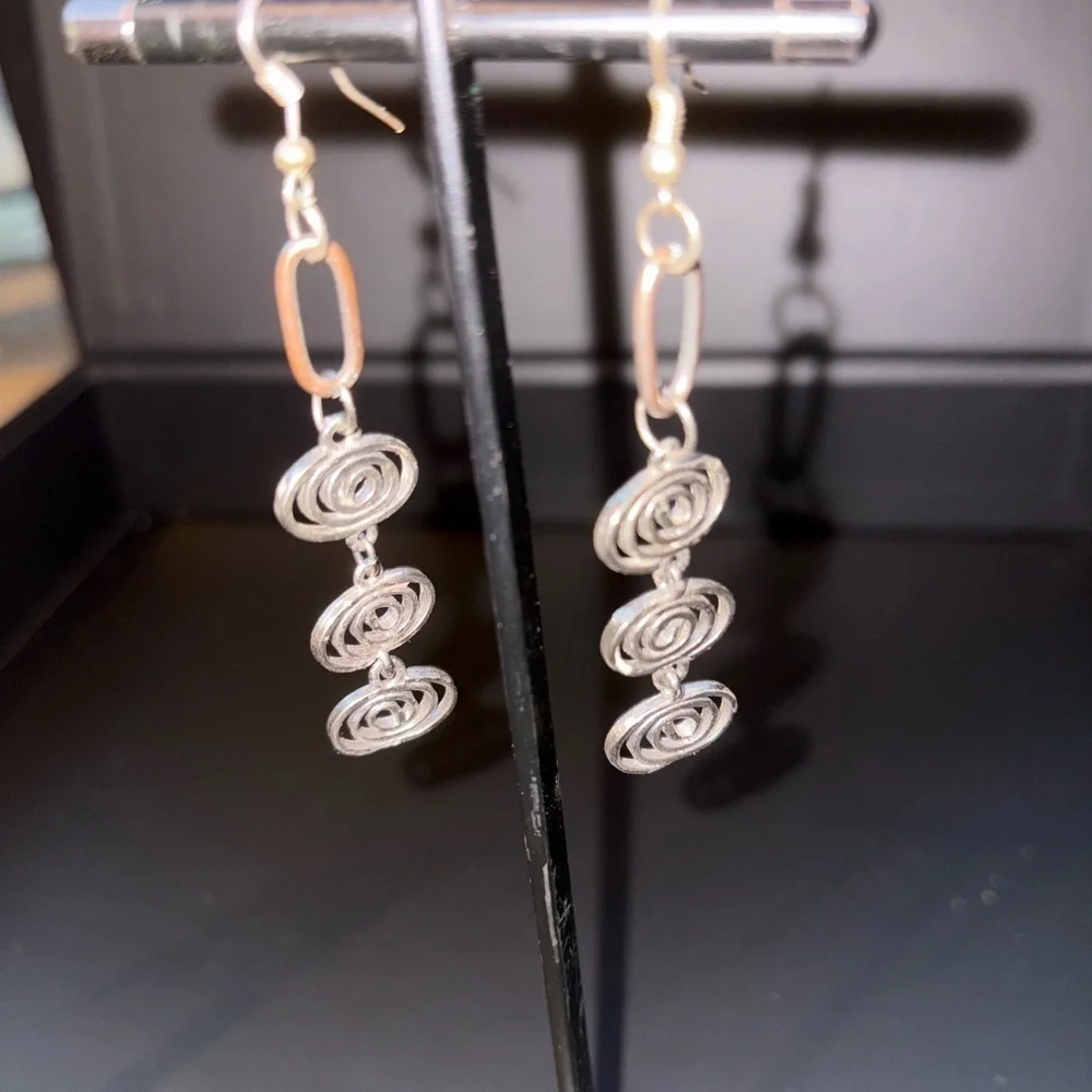 Silver Spiral Minimalist Earrings